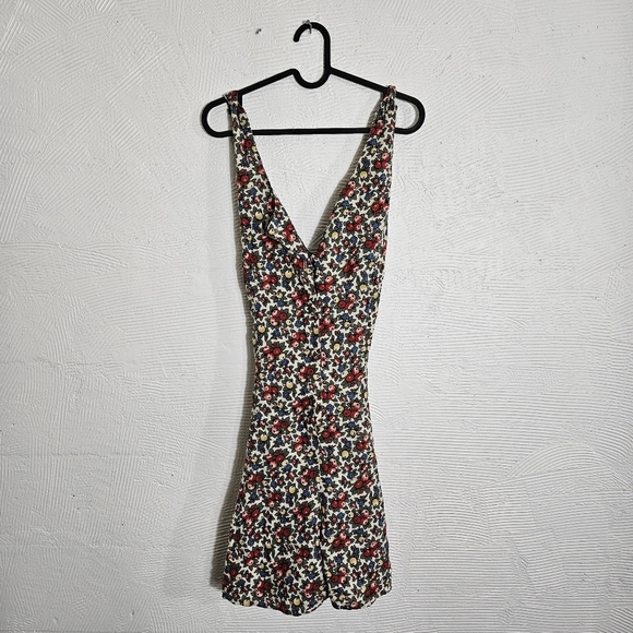 Vintage Pants - Vintage 70's Floral Fruit Romper With Cross Back Detailing